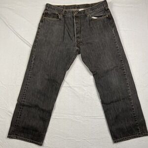 Y2K Vintage Levis 501XX‎ Mens Button Fly Faded Black Jeans Size 40x32 (36x27)
